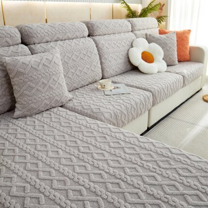 Stretch Universal Sofa Cover Couch Cover For Pets,Velvet Sectional Couch Cover (Pillowcase, Backrest need bought separately)