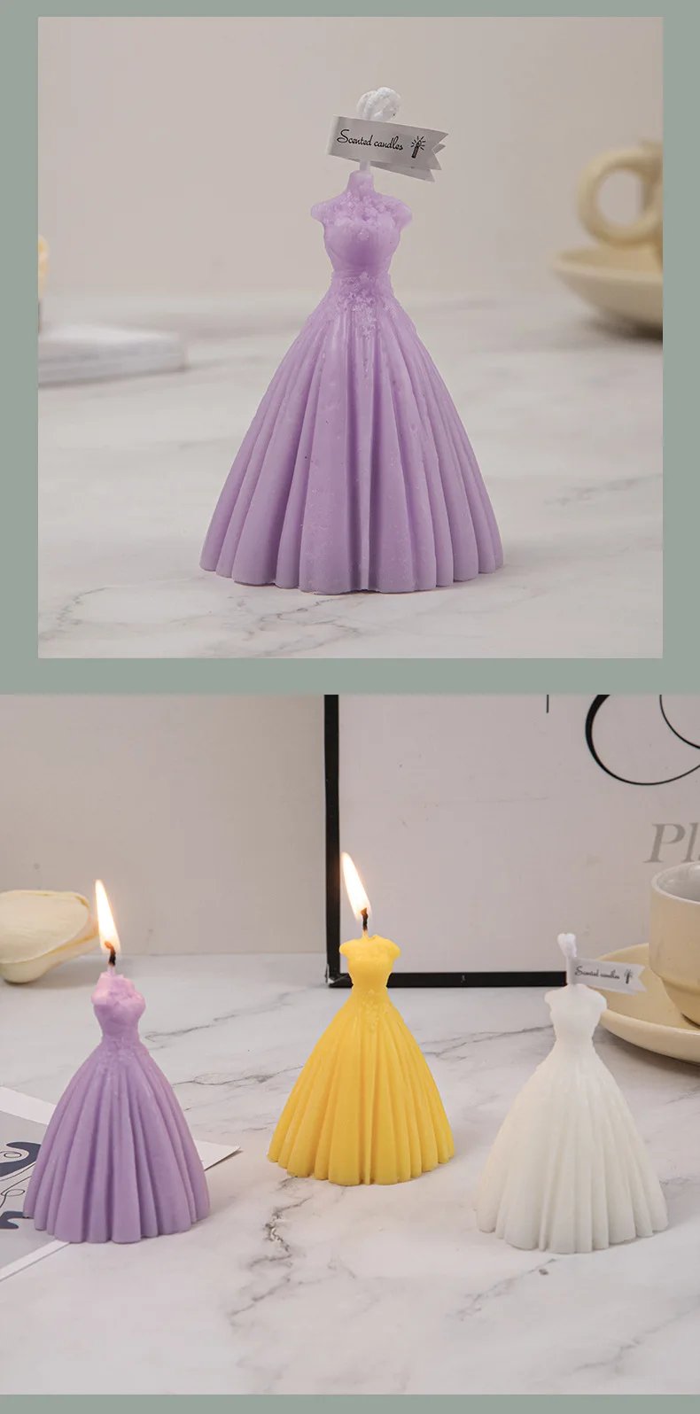 Wedding Scented Candle Souvenir Inscreative Home Decoration Set Dress Candle Wedding Gift