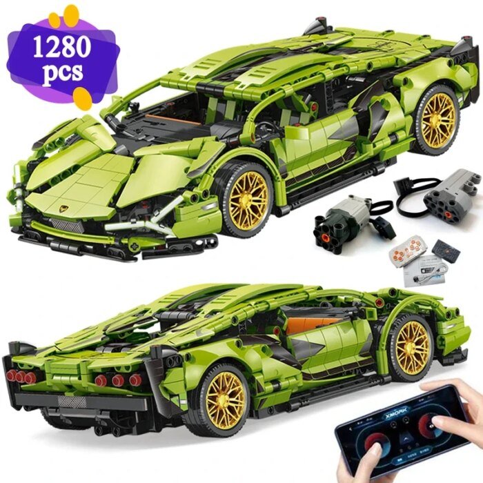 Racing Sport Car Model Building Blocks Mechanical Speed Vehicle Supercar Brick Toys Kid Adult Gifts - Image 1