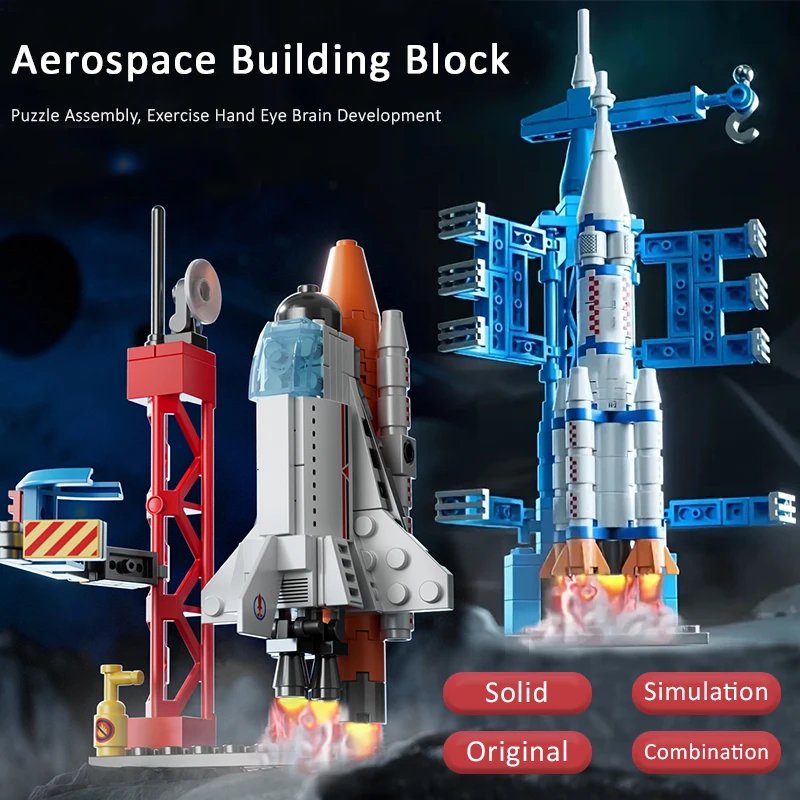 Aerospace Space Rocket Launch Center Base Puzzle Model Mini Building Blocks Assemble Bricks Children's Boys Kids Toys Montessor