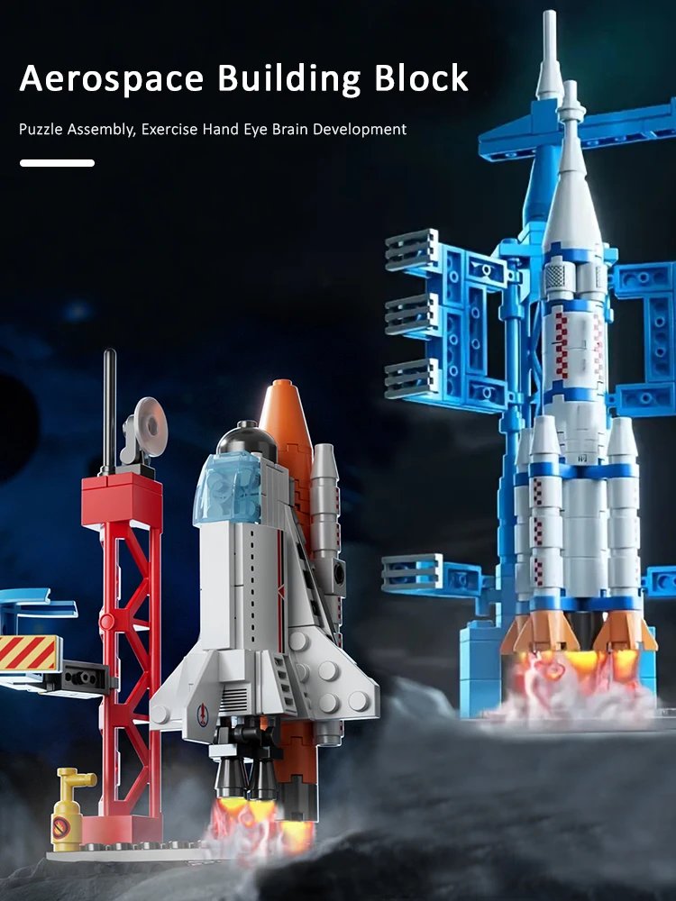 Aerospace Space Rocket Launch Center Base Puzzle Model Mini Building Blocks Assemble Bricks Children's Boys Kids Toys Montessor
