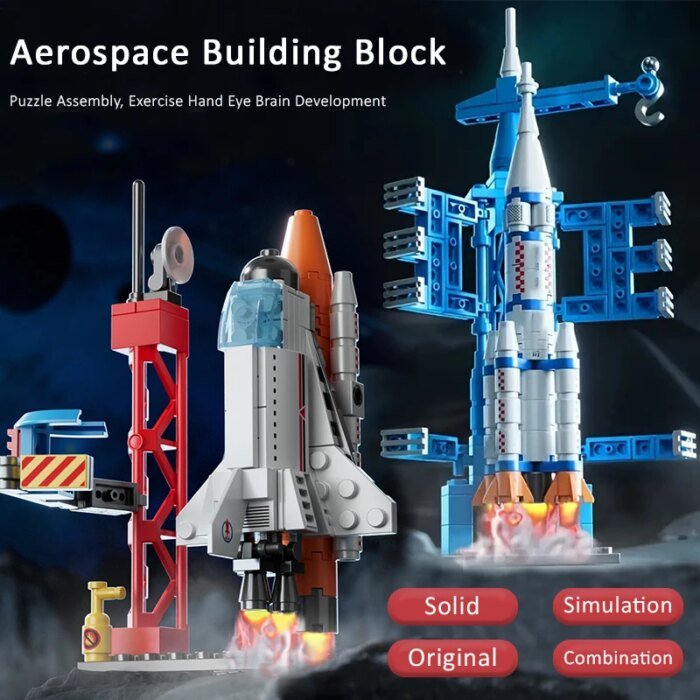 Aerospace Space Rocket Launch Center Base Puzzle Model Mini Building Blocks Assemble Bricks Children's Boys Kids Toys Montessor - Image 3