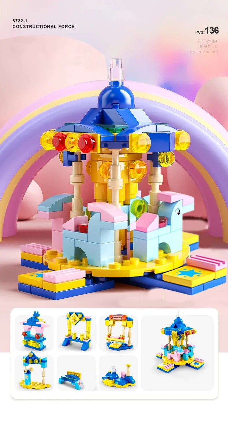 City Fire Car Building Blocks for Children, Police Truck, Engineering Crane, Tank, Helicopter Bricks Set Toys for Kids, 6in 1