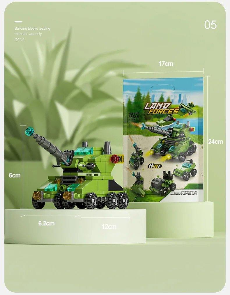 City Fire Car Building Blocks for Children, Police Truck, Engineering Crane, Tank, Helicopter Bricks Set Toys for Kids, 6in 1