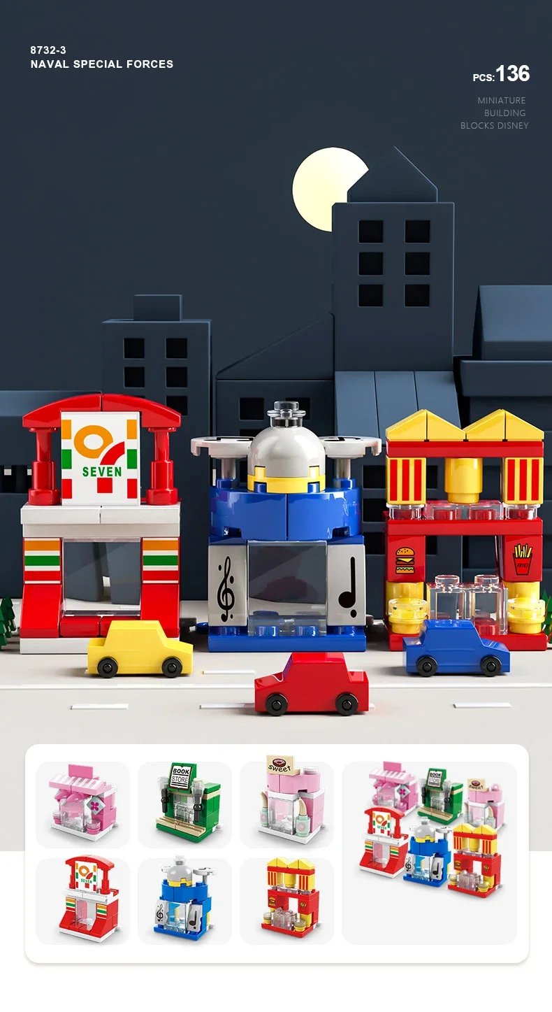 City Fire Car Building Blocks for Children, Police Truck, Engineering Crane, Tank, Helicopter Bricks Set Toys for Kids, 6in 1