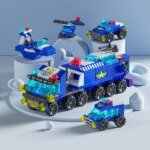 City Fire Car Building Blocks for Children, Police Truck, Engineering Crane, Tank, Helicopter Bricks Set Toys for Kids, 6in 1 - Image 2