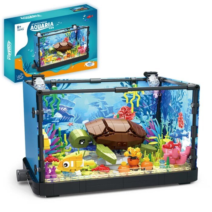 Fish Tank Building Kit with Lights, MOC Marine Aquarium Marine Animal Building Blocks Toys for Kids 6+, Bricks Toys Gifts - Image 2