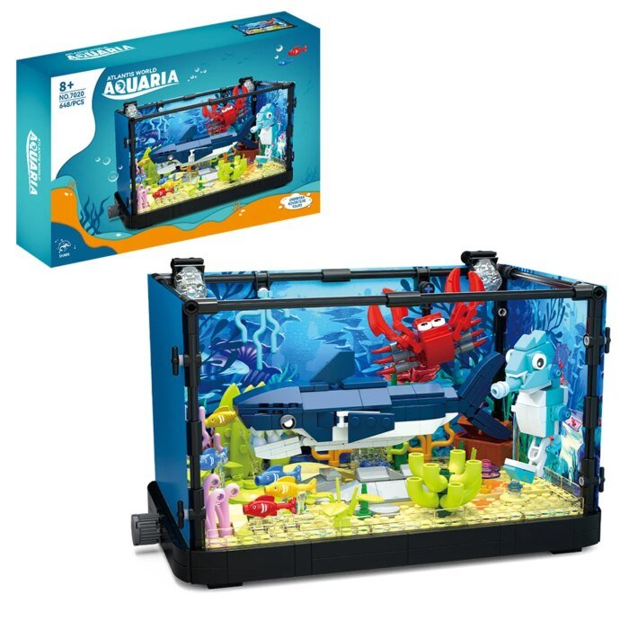 Fish Tank Building Kit with Lights, MOC Marine Aquarium Marine Animal Building Blocks Toys for Kids 6+, Bricks Toys Gifts - Image 3
