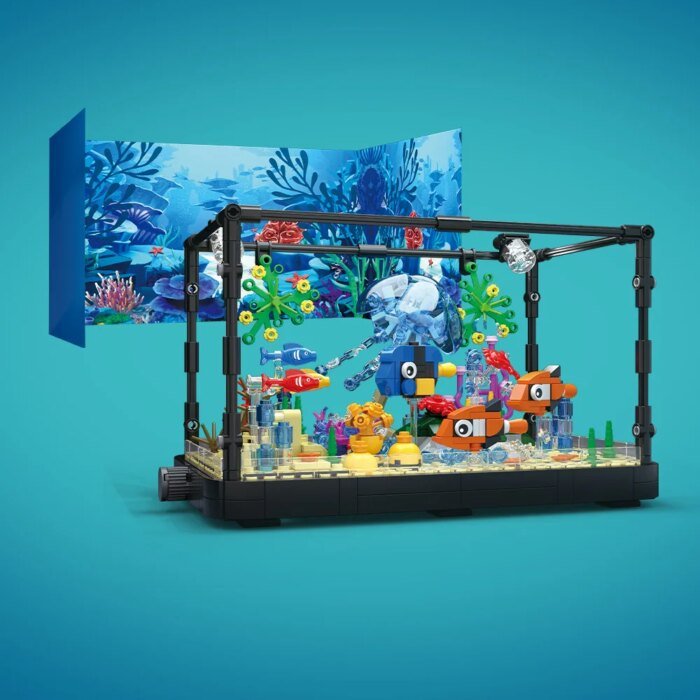 Fish Tank Building Kit with Lights, MOC Marine Aquarium Marine Animal Building Blocks Toys for Kids 6+, Bricks Toys Gifts - Image 4