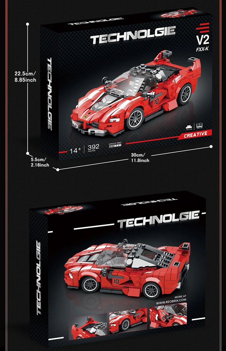 392PCS Sports Car Model Building Blocks City Classic Speed Champion Vehicle Bricks Toys Children DIY Assembly Christmas Gifts