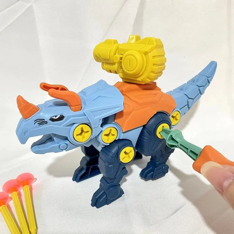 Children Assembly Dinosaur Transformation Dino Robot Constructor Screw DIY Set Blocks Kids Disassembly Screwdriver Model Toys