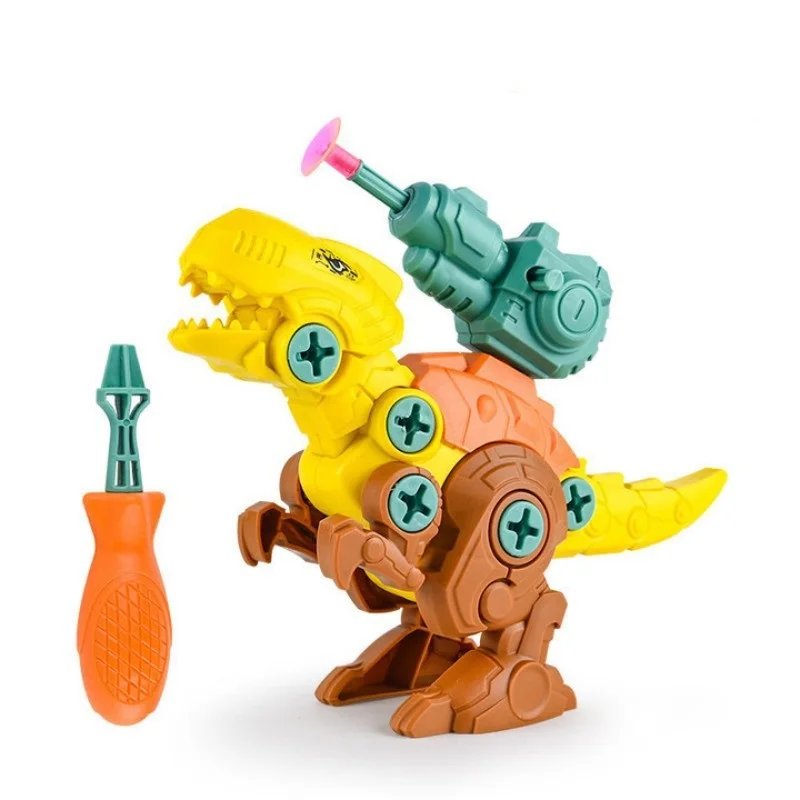 Children Assembly Dinosaur Transformation Dino Robot Constructor Screw DIY Set Blocks Kids Disassembly Screwdriver Model Toys