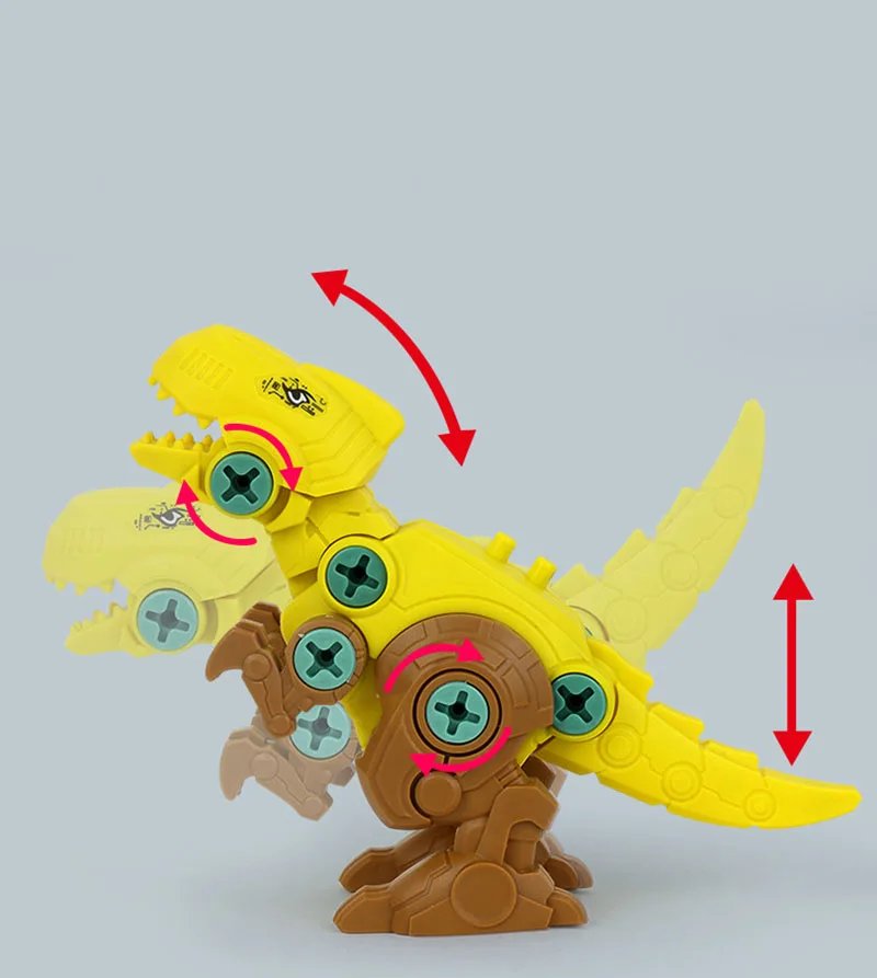 Children Assembly Dinosaur Transformation Dino Robot Constructor Screw DIY Set Blocks Kids Disassembly Screwdriver Model Toys