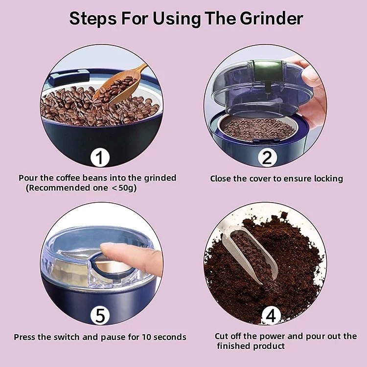 8 Blades Electric Coffee Grinder Herb Nuts Grains Pepper Grass Spice Flour Mill Cafe Beans Detachable Electric Grinder Machine