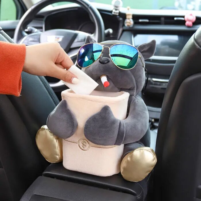 Cartoon Cute Car Tissue Box Creative Car Armrest Box Garbage Can 2 In 1 Tissue Bag Multi-functional Storage Bag For Home Office - Image 3