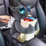 Cartoon Cute Car Tissue Box Creative Car Armrest Box Garbage Can 2 In 1 Tissue Bag Multi-functional Storage Bag For Home Office