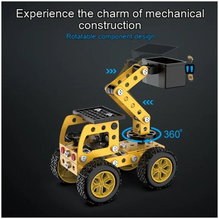 3D Metal Puzzles DIY Assembly Model Engineering Vehicle Long Nose Truck Loader Crane Mixer Car Educational Toys for Children - Image 1