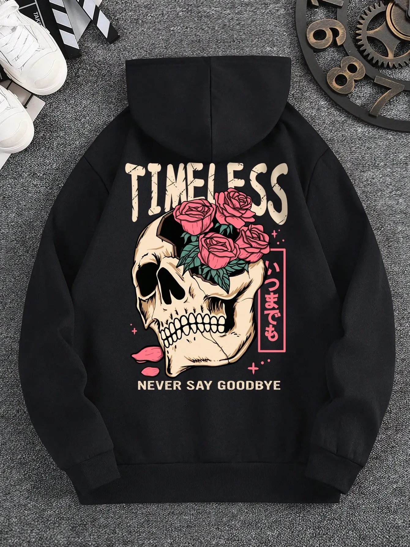 Men's Slogan and Skull Print Hoodie Versatile and Comfortable Everyday Sweatshirt 2024 Spring and Autumn Long Sleeve S-3XL