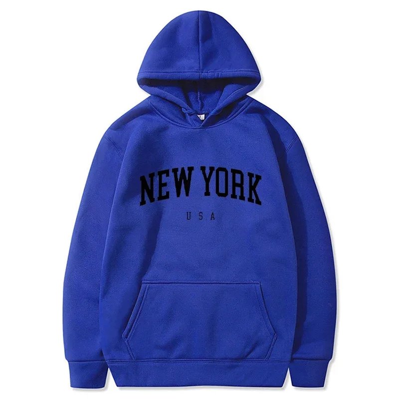 Men Women New York U.S.A City Hoodies Fashion Letter Printed Graphic Sweatshirts Loose Casual Harajuku Hooded Pullover Sportwear