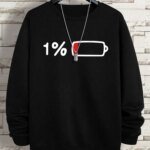 Urgent For Charging 1% Funny Print Men Clothing Pattern Loose Sweatshirt New Oversized Long Sleeves Street Loose Hoodie Women