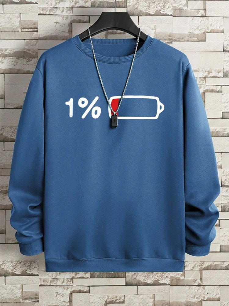 Urgent For Charging 1% Funny Print Men Clothing Pattern Loose Sweatshirt New Oversized Long Sleeves Street Loose Hoodie Women