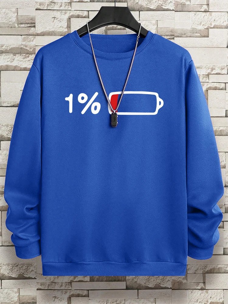 Urgent For Charging 1% Funny Print Men Clothing Pattern Loose Sweatshirt New Oversized Long Sleeves Street Loose Hoodie Women