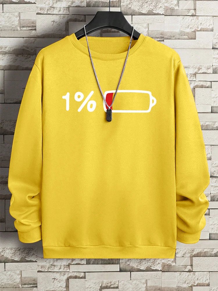 Urgent For Charging 1% Funny Print Men Clothing Pattern Loose Sweatshirt New Oversized Long Sleeves Street Loose Hoodie Women