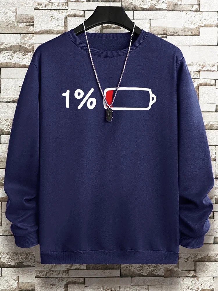 Urgent For Charging 1% Funny Print Men Clothing Pattern Loose Sweatshirt New Oversized Long Sleeves Street Loose Hoodie Women