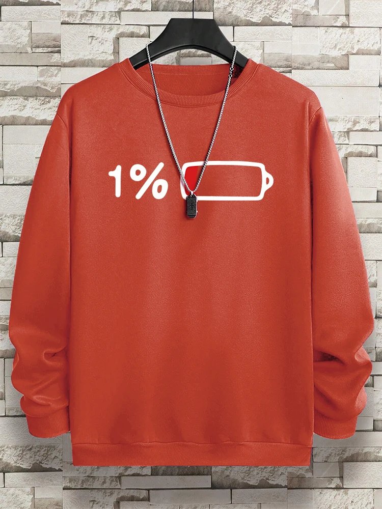 Urgent For Charging 1% Funny Print Men Clothing Pattern Loose Sweatshirt New Oversized Long Sleeves Street Loose Hoodie Women