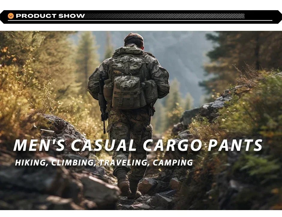 AKARMY Men's Hiking Pants  Climbing Casual Cargo Pants Military Army Camo Pants Combat Work Pants 8 Pockets(No Belt)