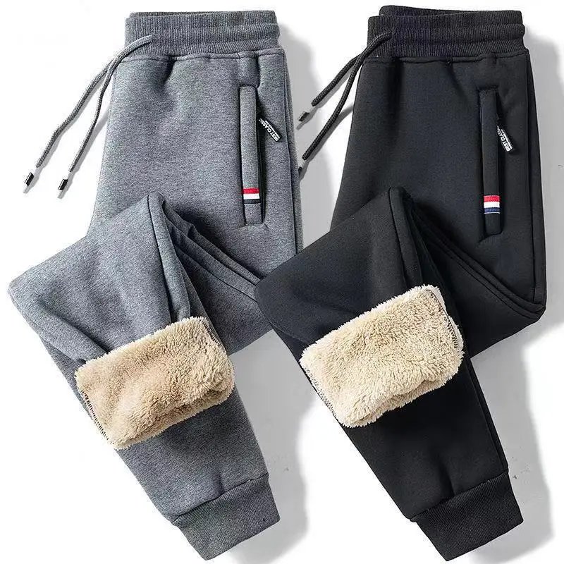 Winter Lambswool Warm Casual Pants Men's Fitness Jogging Sweatpants Male Solid Drawstring Bottoms Fleece Straight Trousers M-5Xl Winter Lambswool Warm Casual Pants Men's Fitness Jogging Sweatpants Male Solid Drawstring Bottoms Fleece Straight Trousers M-5Xl