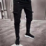 Fashion Streetwear Ripped Skinny Jeans Men Side Mulit Pockets Denim Cargo Pants Slim Fit Pantalones Hombre Soft Elastic Joggers - Image 2