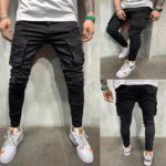 Fashion Streetwear Ripped Skinny Jeans Men Side Mulit Pockets Denim Cargo Pants Slim Fit Pantalones Hombre Soft Elastic Joggers - Image 4