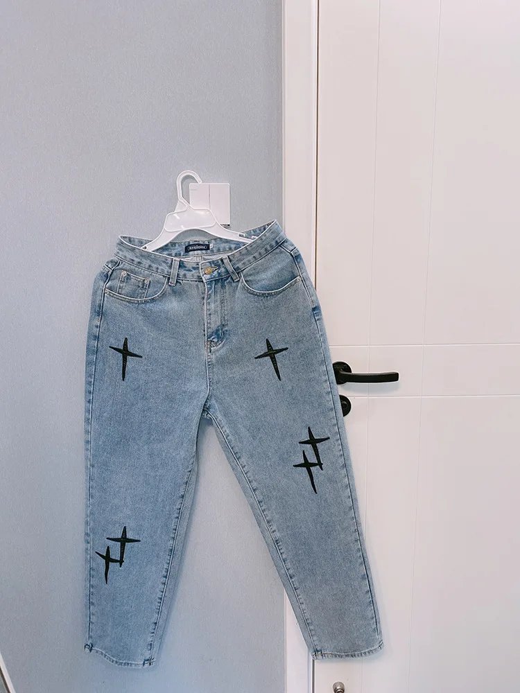 Prints Jeans Men 2023 New Streetwear Baggy Wide Leg Jeans Korean Fashion Drapes Straight Casual Loose Denim Cargo Pants Prints Jeans Men 2023 New Streetwear Baggy Wide Leg Jeans Korean Fashion Drapes Straight Casual Loose Denim Cargo Pants