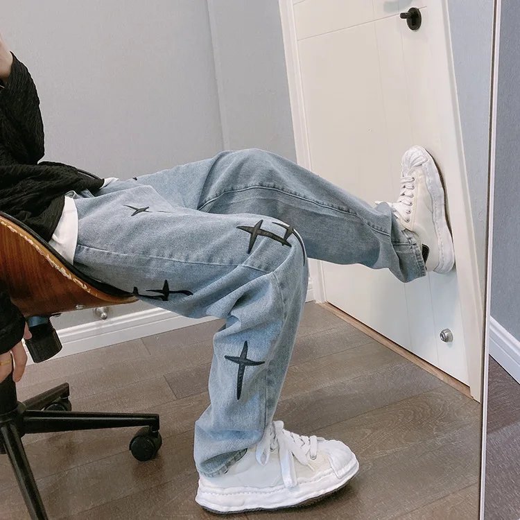 Prints Jeans Men 2023 New Streetwear Baggy Wide Leg Jeans Korean Fashion Drapes Straight Casual Loose Denim Cargo Pants Prints Jeans Men 2023 New Streetwear Baggy Wide Leg Jeans Korean Fashion Drapes Straight Casual Loose Denim Cargo Pants
