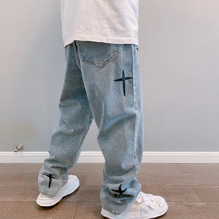 Prints Jeans Men 2023 New Streetwear Baggy Wide Leg Jeans Korean Fashion Drapes Straight Casual Loose Denim Cargo Pants Prints Jeans Men 2023 New Streetwear Baggy Wide Leg Jeans Korean Fashion Drapes Straight Casual Loose Denim Cargo Pants
