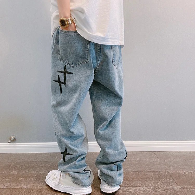Prints Jeans Men 2023 New Streetwear Baggy Wide Leg Jeans Korean Fashion Drapes Straight Casual Loose Denim Cargo Pants Prints Jeans Men 2023 New Streetwear Baggy Wide Leg Jeans Korean Fashion Drapes Straight Casual Loose Denim Cargo Pants