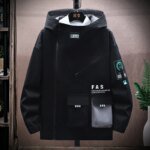 Zipper Jacket Men's Pilot Hooded Jacket Spring/Autumn Baseball Uniform Tide Card Loose Pullover Front Pocket Adding velvet Coat - Image 2