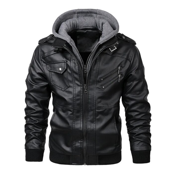 Men's Leather Jackets Autumn Casual Motorcycle PU Jacket Biker Leather Coats - Image 1
