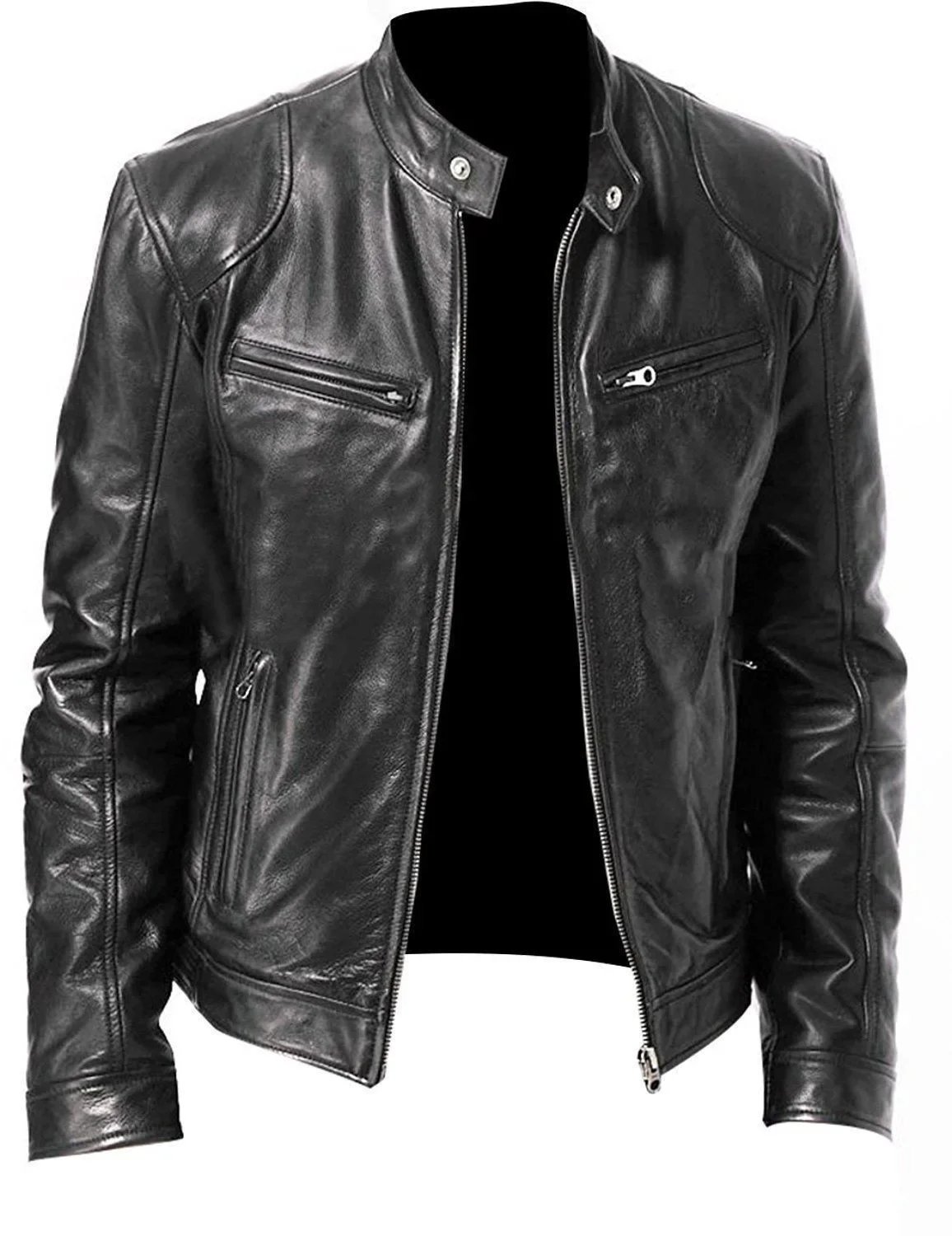 Men's Leather Jacket Bomber Motorcycle Biker Pu Leather Casual Loose Fit Faux Jacket For Men Men's Leather Jacket Bomber Motorcycle Biker Pu Leather Casual Loose Fit Faux Jacket For Men