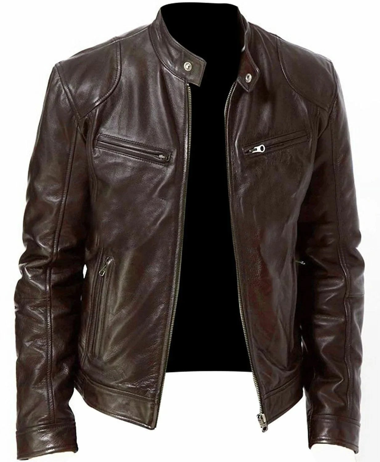 Men's Leather Jacket Bomber Motorcycle Biker Pu Leather Casual Loose Fit Faux Jacket For Men Men's Leather Jacket Bomber Motorcycle Biker Pu Leather Casual Loose Fit Faux Jacket For Men