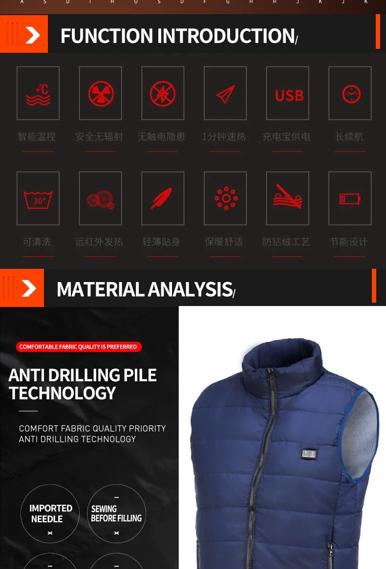 9 Heated Vest Zones Electric Heated Jackets Men Women Sportswear Heated Coat Graphene Heat Coat USB Heating Jacket For Camping 9 Heated Vest Zones Electric Heated Jackets Men Women Sportswear Heated Coat Graphene Heat Coat USB Heating Jacket For Camping
