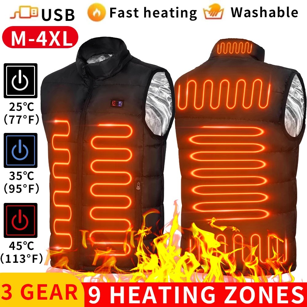 9 Heated Vest Zones Electric Heated Jackets Men Women Sportswear Heated Coat Graphene Heat Coat USB Heating Jacket For Camping 9 Heated Vest Zones Electric Heated Jackets Men Women Sportswear Heated Coat Graphene Heat Coat USB Heating Jacket For Camping