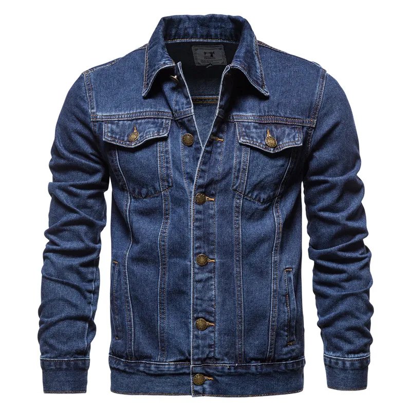 2023 Spring Men Solid Lapel Denim Jackets Fashion Motorcycle Jeans Jackets Hommes Slim Fit Cotton Casual Black Blue Coats 2023 Spring Men Solid Lapel Denim Jackets Fashion Motorcycle Jeans Jackets Hommes Slim Fit Cotton Casual Black Blue Coats