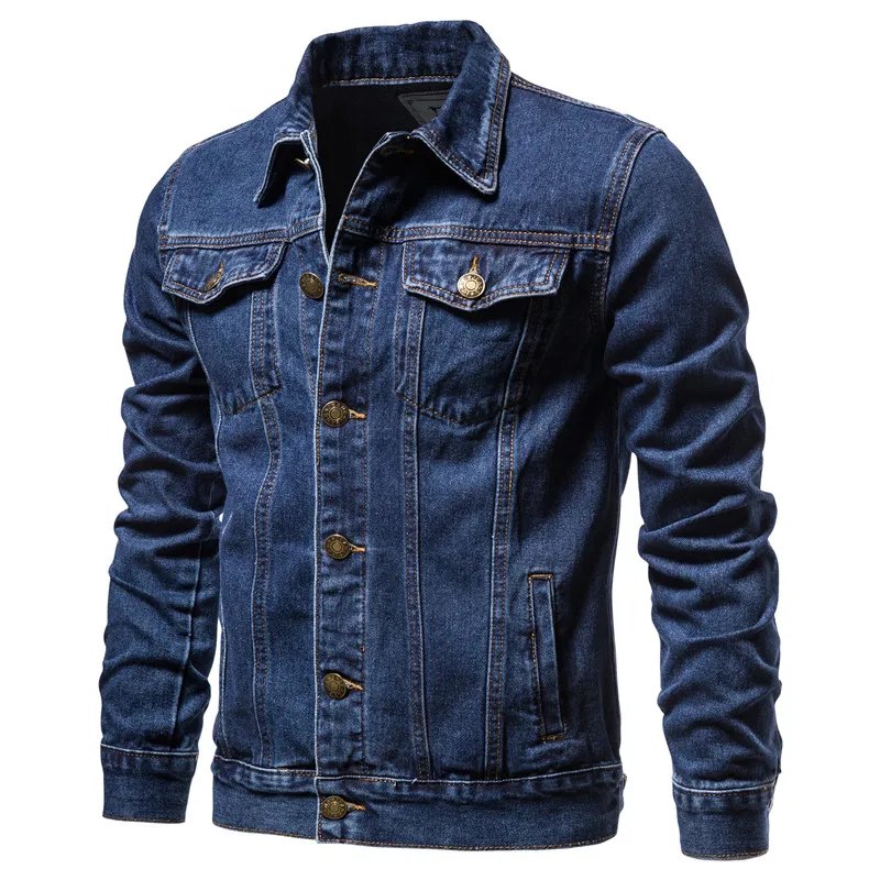 2023 Spring Men Solid Lapel Denim Jackets Fashion Motorcycle Jeans Jackets Hommes Slim Fit Cotton Casual Black Blue Coats 2023 Spring Men Solid Lapel Denim Jackets Fashion Motorcycle Jeans Jackets Hommes Slim Fit Cotton Casual Black Blue Coats