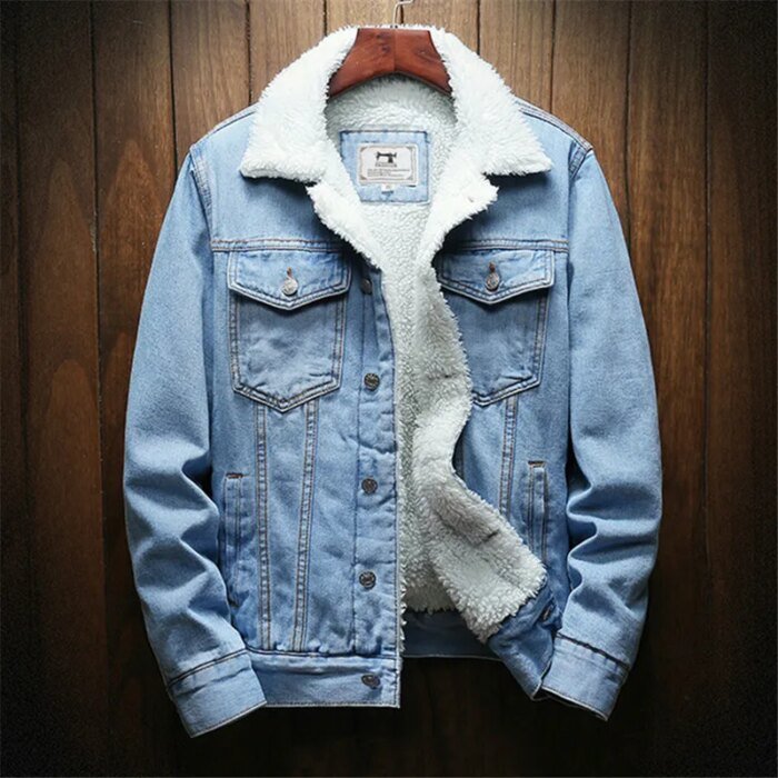 Winter Jean Jackets Men Warm Denim Coats Fashion Cowboy Outerwear Men Liner Thicker Fleece Denim Jacket - Image 6