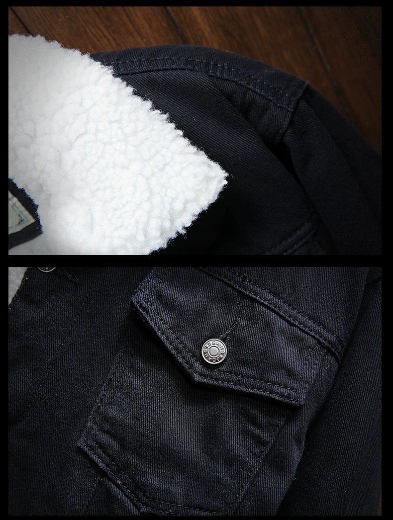 Winter Jean Jackets Men Warm Denim Coats Fashion Cowboy Outerwear Men Liner Thicker Fleece Denim Jacket Black Blue Plus Size 6XL