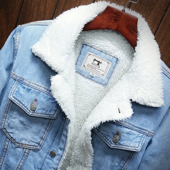 Winter Jean Jackets Men Warm Denim Coats Fashion Cowboy Outerwear Men Liner Thicker Fleece Denim Jacket - Image 3