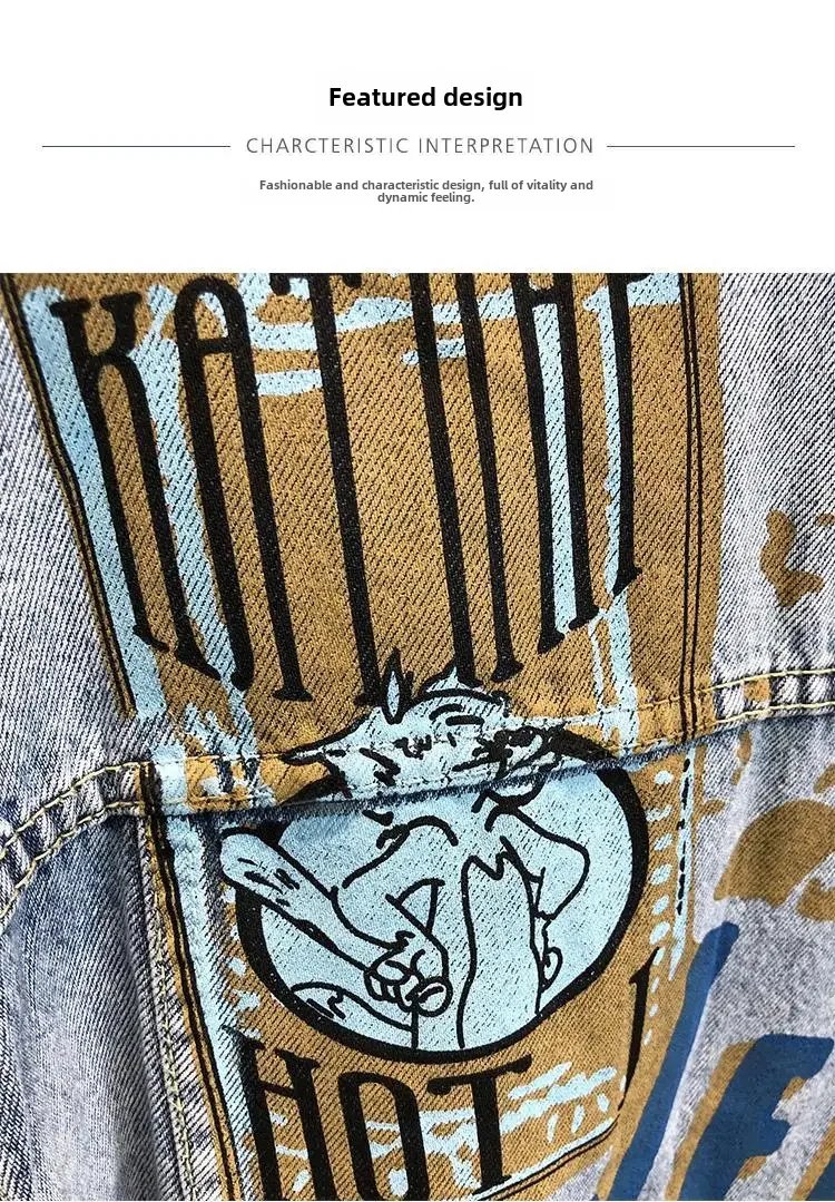 Denim Jacket For Men Slimming Versatile Trendy Streetwear Top Cloth Material Regular Length Outerwear For Spring Autumn Denim Jacket For Men Slimming Versatile Trendy Streetwear Top Cloth Material Regular Length Outerwear For Spring Autumn