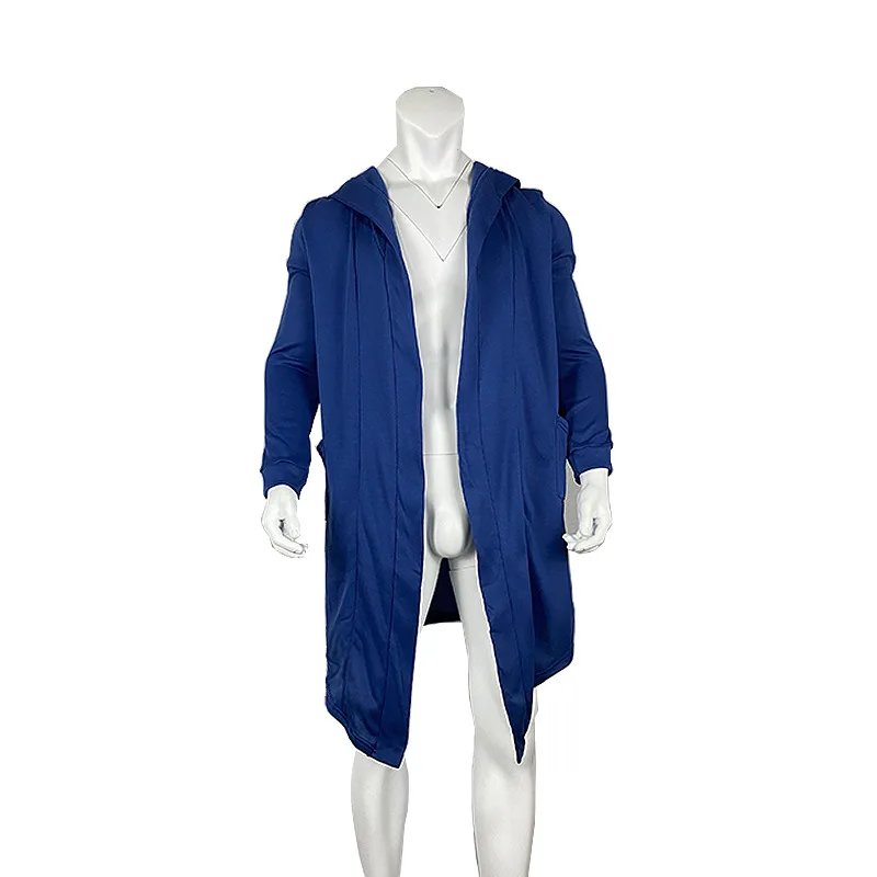Men's Winter Hooded Cardigan Trench Coat Streetwear Solid Color Windbreaker Leisure Fashion Fleece-lined Jacket Vintage Hoodie